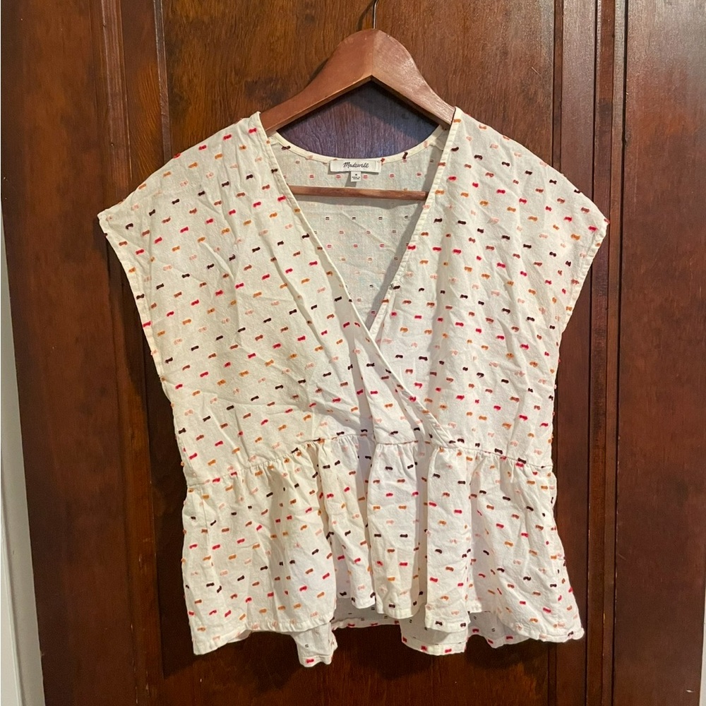 Madewell Embroidered Peplum Top